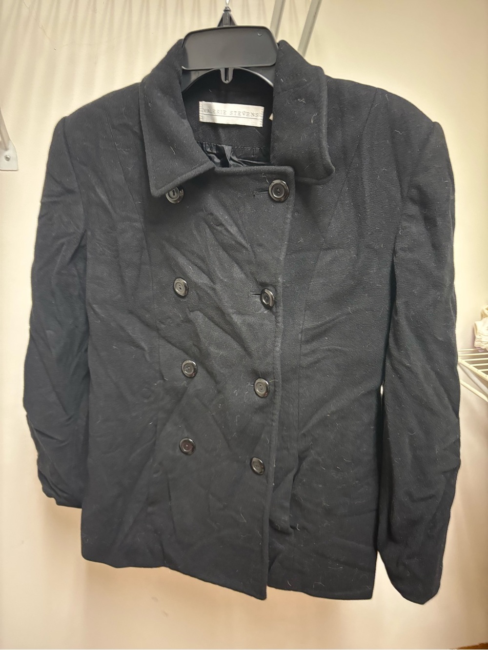 Valerie Stevens Black Double-Breasted Pea Coat